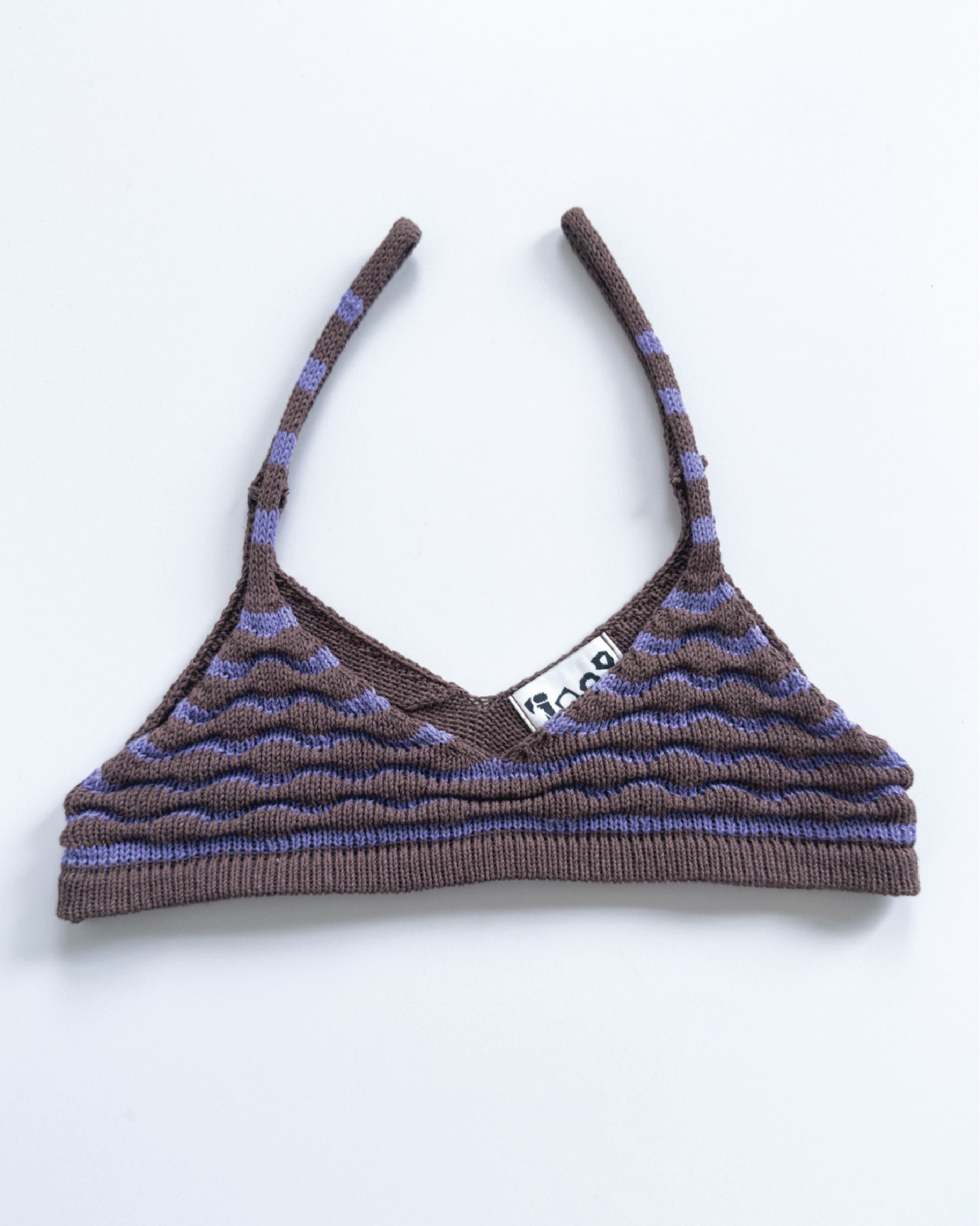 handmade Japanese paper knit bralette with ripple texture, soft knit top