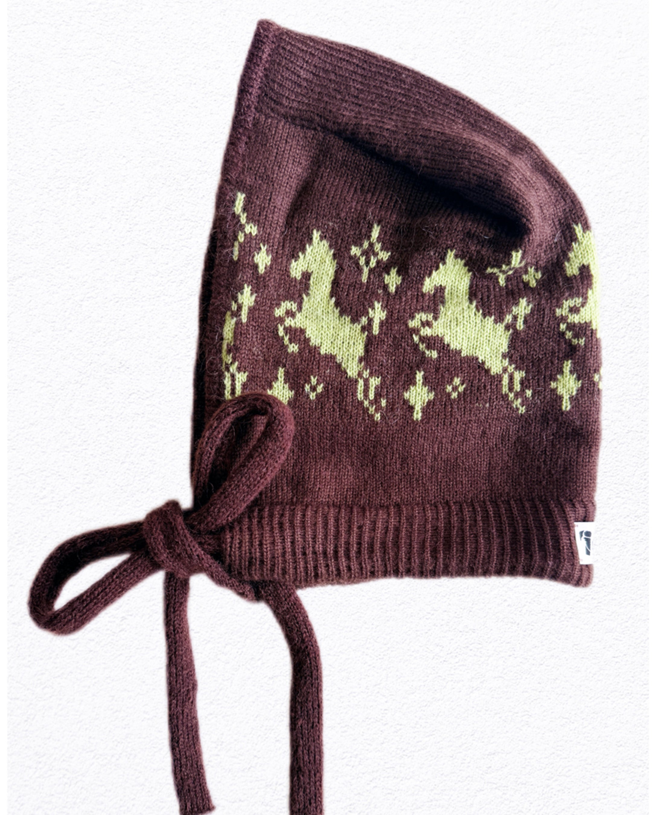 handmade horse pattern bonnet wool mohair