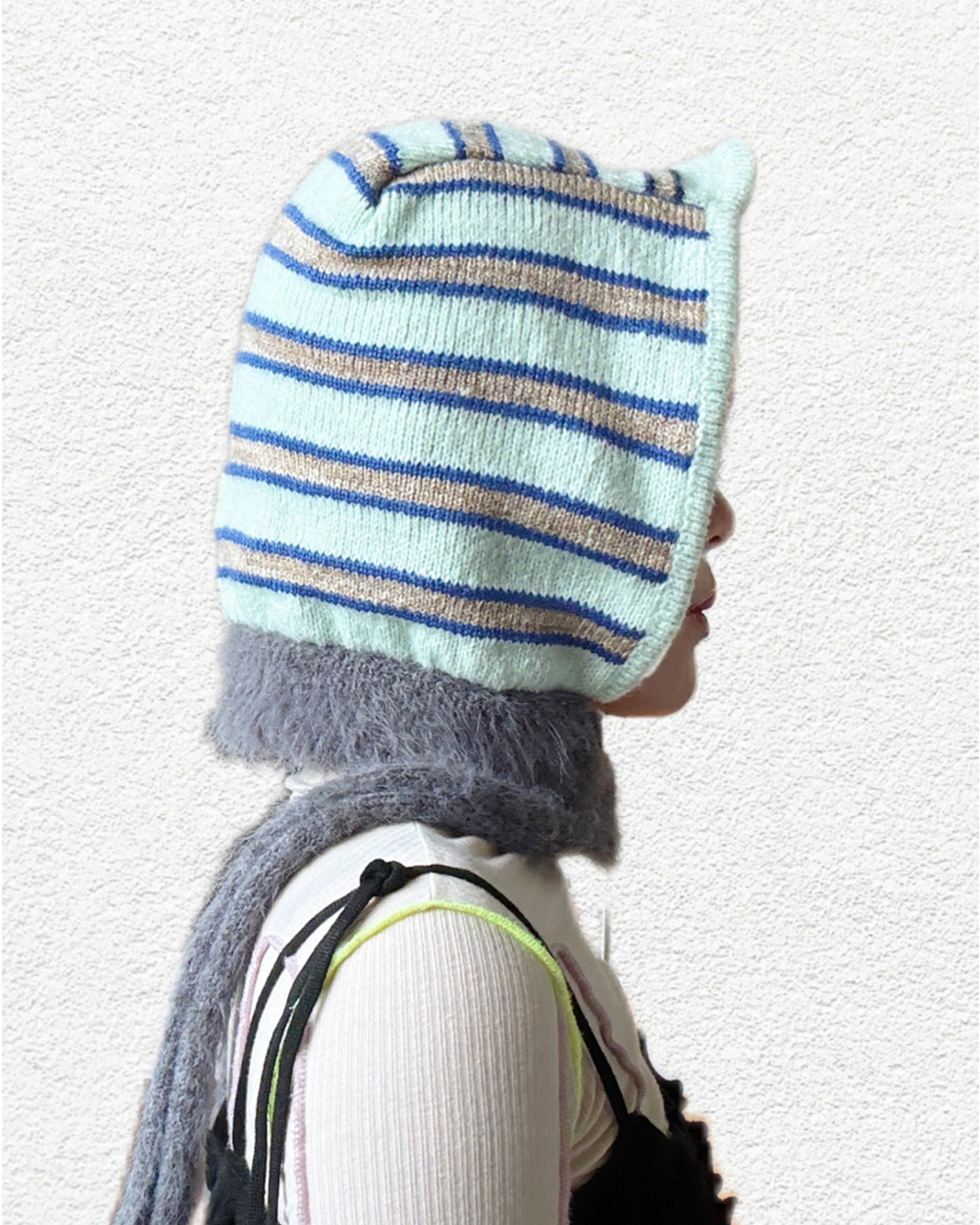 handmade cantaloupe color bonnet wool mohair