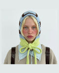 handmade lime green bonnet wool mohair