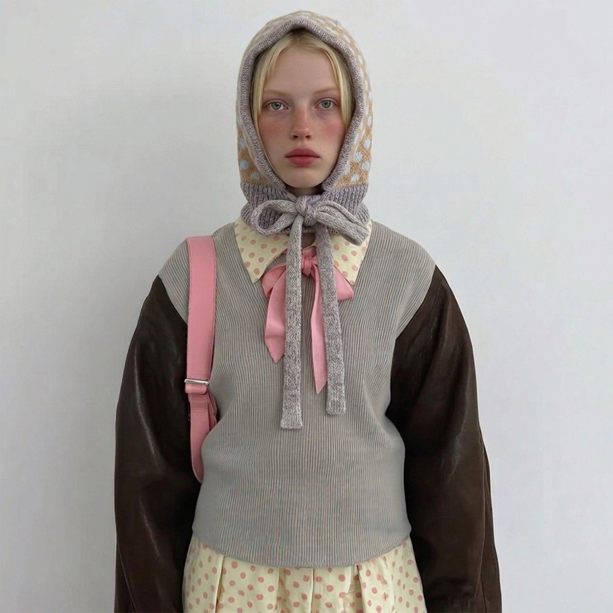 handmade polka dot bonnet wool mohair