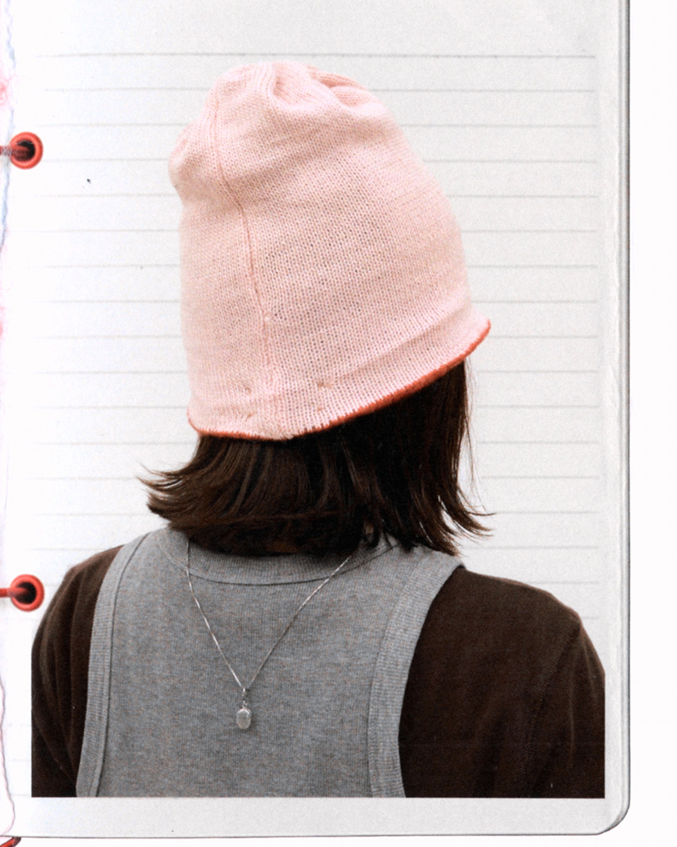 mesh knit beanie with breathable texture worn from back
light blue open knit hat with soft structure
close-up of airy knit beanie with perforated pattern