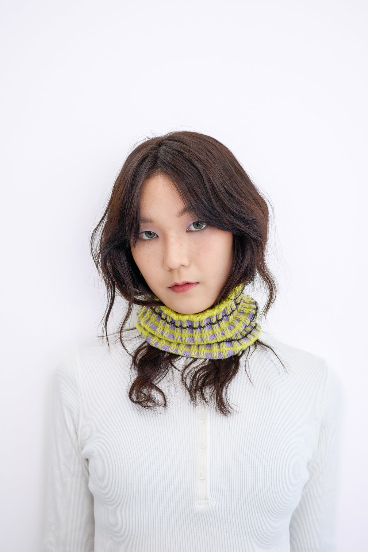 Plaid Pouch Beanie- Lemon