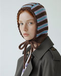 handmade purple striped bonnet wool mohair