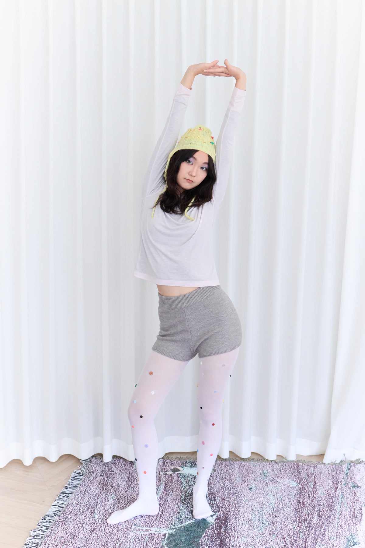 Candy Button Beanie-Lime