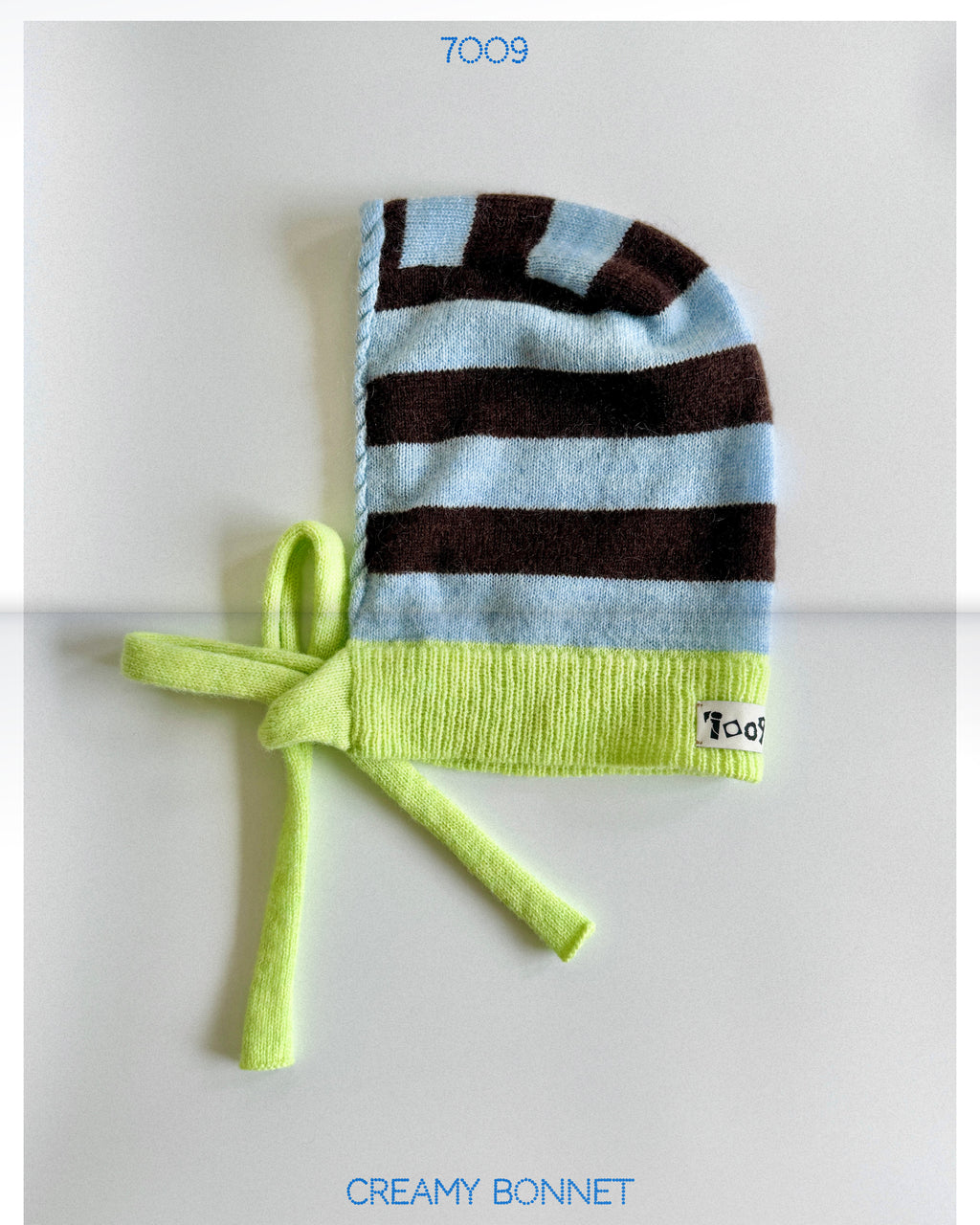 handmade lime green bonnet wool mohair